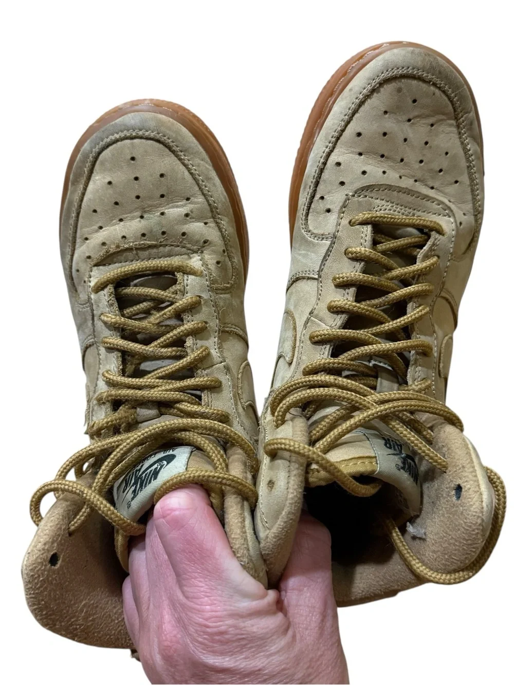 Air Force 1 High Flax Wheat Tan Shoes Gum Sole Sneakers Size 4 Y Big Kids